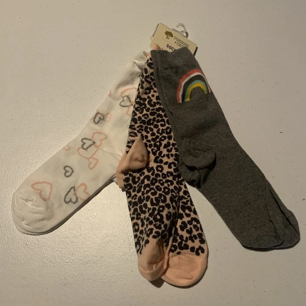 Tucker + Tate Nordstrom 3 Pack Socks Rainbow Girls Shoe Size 4-10 NWT 5178